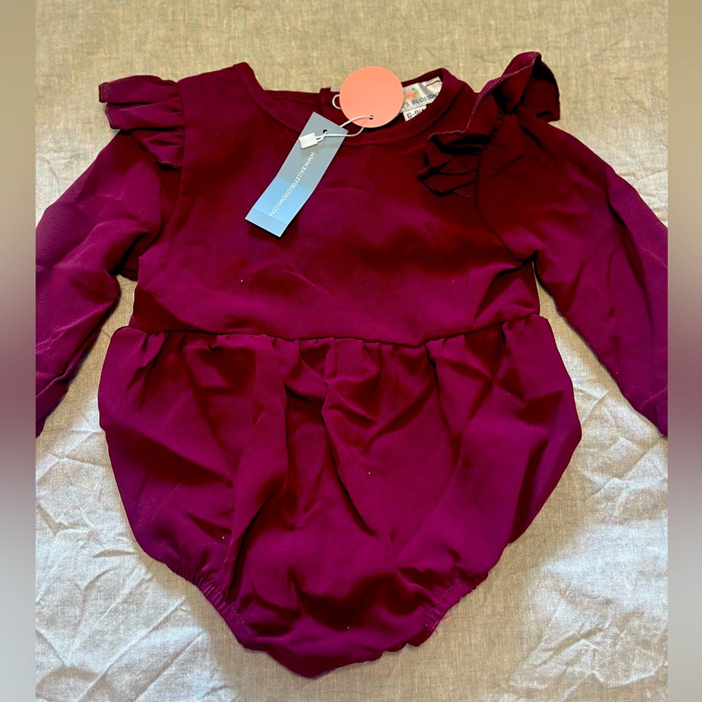 Baby Burgundy Ruffle Romper